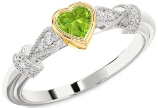 Diamond Amethyst Platinum & Yellow Gold Heart Promise Ring