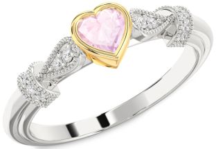 Diamond Amethyst Platinum & Yellow Gold Heart Promise Ring