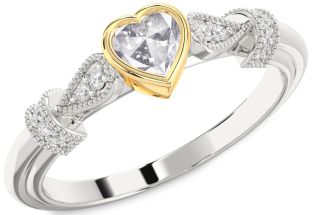 Diamond Amethyst Platinum & Yellow Gold Heart Promise Ring