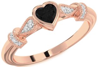 Diamond Amethyst Rose Gold Heart Promise Ring