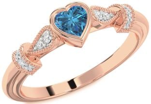 Diamond Amethyst Rose Gold Heart Promise Ring