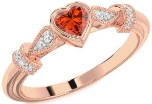 Diamond Amethyst Rose Gold Heart Promise Ring