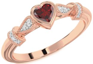 Diamond Amethyst Rose Gold Heart Promise Ring