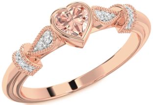Diamond Amethyst Rose Gold Heart Promise Ring