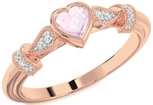 Diamond Amethyst Rose Gold Heart Promise Ring