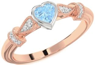 Diamond Amethyst Platinum & Rose Gold Heart Promise Ring