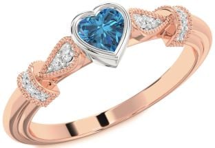 Diamond Amethyst Platinum & Rose Gold Heart Promise Ring