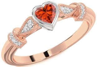 Diamond Amethyst Platinum & Rose Gold Heart Promise Ring