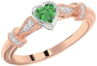 Diamond Amethyst Platinum & Rose Gold Heart Promise Ring