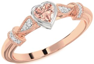 Diamond Amethyst Platinum & Rose Gold Heart Promise Ring