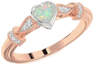 Diamond Amethyst Platinum & Rose Gold Heart Promise Ring