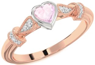 Diamond Amethyst Platinum & Rose Gold Heart Promise Ring
