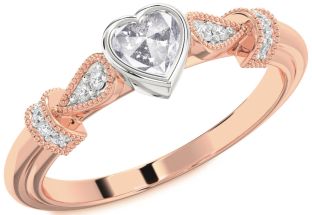 Diamond Amethyst Platinum & Rose Gold Heart Promise Ring