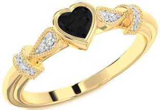 Diamond Amethyst Gold Heart Promise Ring