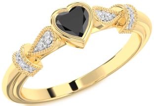 Diamond Amethyst Gold Heart Promise Ring