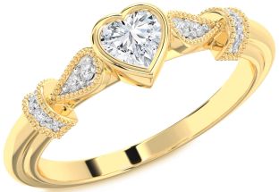 Diamond Gold Heart Promise Ring