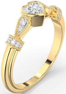 Diamond Gold Heart Promise Ring