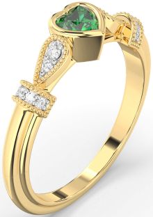 Diamond Emerald Gold Heart Promise Ring