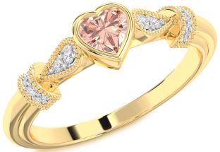 Diamond Amethyst Gold Heart Promise Ring