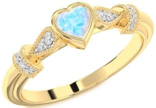 Diamond Amethyst Gold Heart Promise Ring