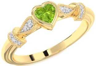 Diamond Amethyst Gold Heart Promise Ring