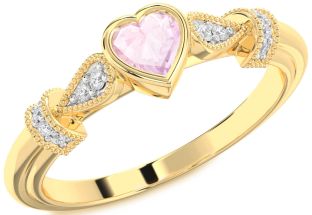 Diamond Amethyst Gold Heart Promise Ring
