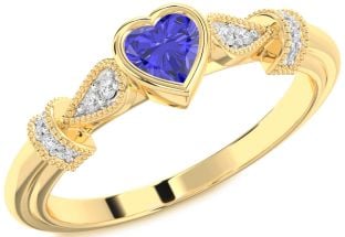 Diamond Amethyst Gold Heart Promise Ring