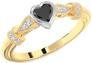 Diamond Amethyst Platinum & Yellow Gold Heart Promise Ring