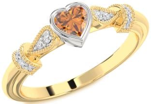 Diamond Amethyst Platinum & Yellow Gold Heart Promise Ring