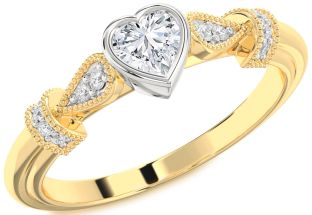Diamond White Yellow Gold Heart Promise Ring