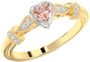 Diamond Amethyst Platinum & Yellow Gold Heart Promise Ring