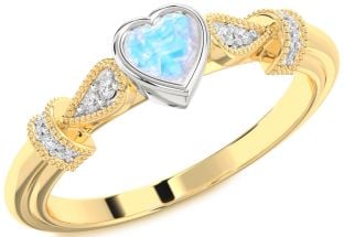 Diamond Amethyst Platinum & Yellow Gold Heart Promise Ring