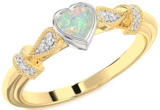 Diamond Amethyst Platinum & Yellow Gold Heart Promise Ring