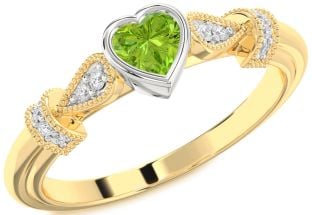 Diamond Amethyst Platinum & Yellow Gold Heart Promise Ring