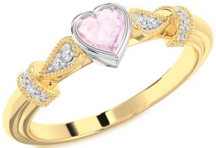 Diamond Amethyst Platinum & Yellow Gold Heart Promise Ring