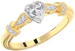 Diamond Amethyst Platinum & Yellow Gold Heart Promise Ring