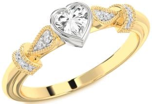 Diamond Amethyst Platinum & Yellow Gold Heart Promise Ring