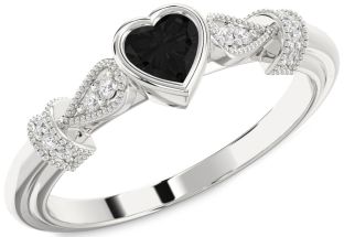 Diamond Amethyst Platinum Heart Promise Ring