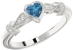 Diamond Amethyst Platinum Heart Promise Ring