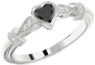 Diamond Amethyst Platinum Heart Promise Ring
