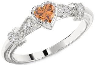 Diamond Amethyst Platinum Heart Promise Ring