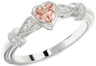 Diamond Amethyst Platinum Heart Promise Ring