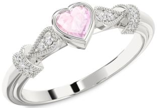 Diamond Amethyst Platinum Heart Promise Ring