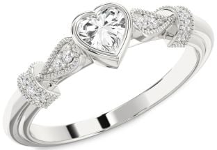 Diamond Amethyst Platinum Heart Promise Ring