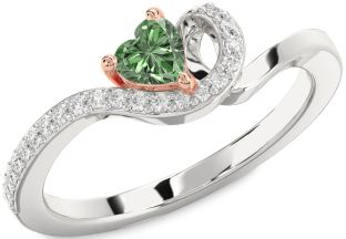 Diamond Amethyst Platinum & Rose Gold Heart Pave Promise Ring