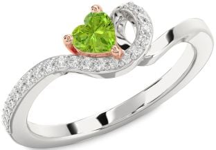 Diamond Amethyst Platinum & Rose Gold Heart Pave Promise Ring