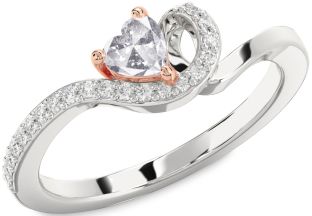 Diamond Amethyst Platinum & Rose Gold Heart Pave Promise Ring