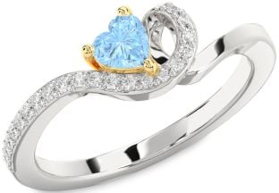Diamond Amethyst Platinum & Yellow Gold Heart Pave Promise Ring