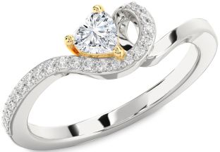 Diamond White Yellow Gold Heart Promise Ring