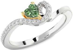 Diamond Amethyst Platinum & Yellow Gold Heart Pave Promise Ring